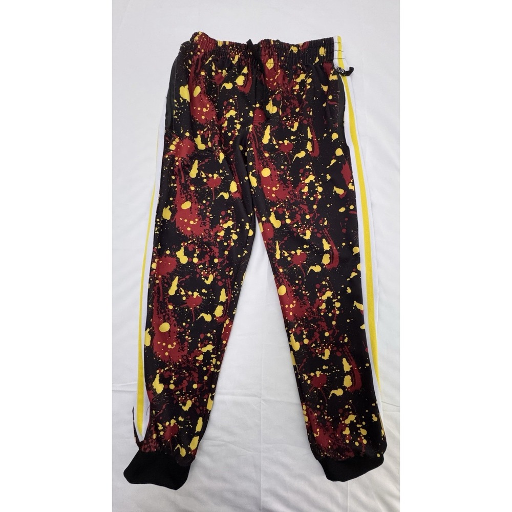 G-NET Men's Jogger Pants M Black Paint Splatter Print Zip Pockets Running Casual